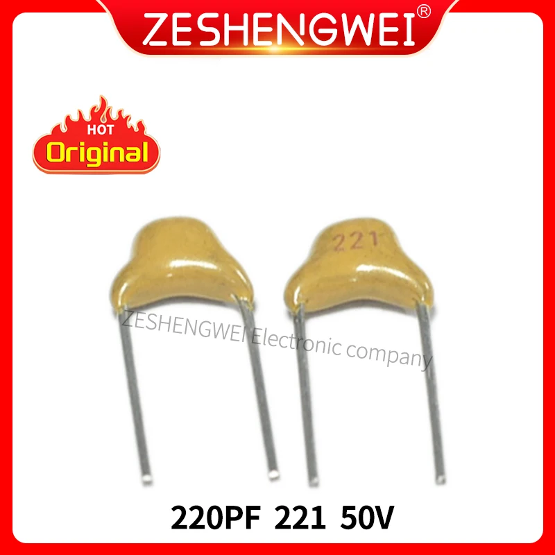 100PCS Monolithic Capacitor 220PF 221 50V Pin Pitch 5.08 MM ± 5% The Infinite Capacitance