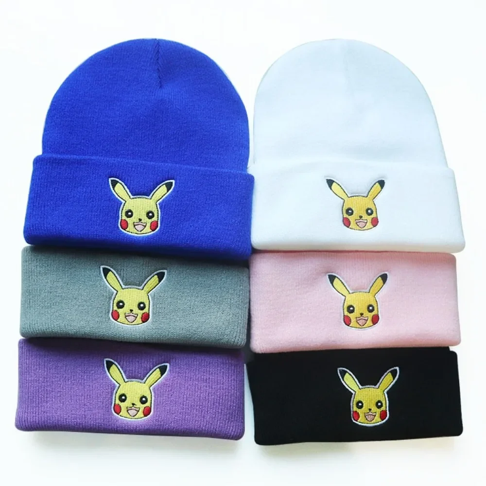 

Pikachu Embroidered Knitted Hat Pokemon Go Woolen Hat Male and Female Students Put on The Head Melon Skin Hat Warm Cold Hat Gift