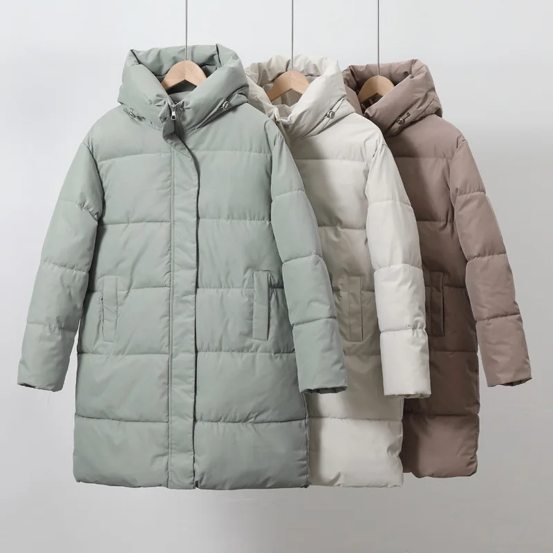 

Down Cotton Coat Women Long Winter Jacket Thicken Warm Padded Puffer Parkas Female Windproof Overcoat Loose Cotton Coat