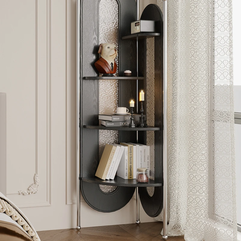 

Corner bookshelf, shelves, floor-to-ceiling, multi-layer display shelves, storage creativity, living room, bedroom