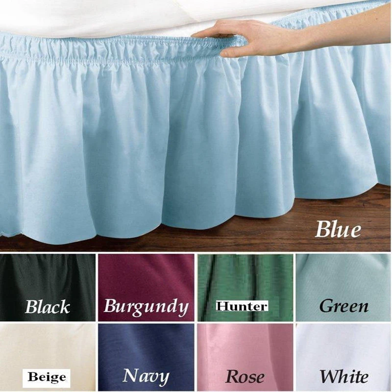 Top Selling Well Made 15 Inch High Ruffles Bed SkirtThree Sides Fabric Wrinkle and Fade