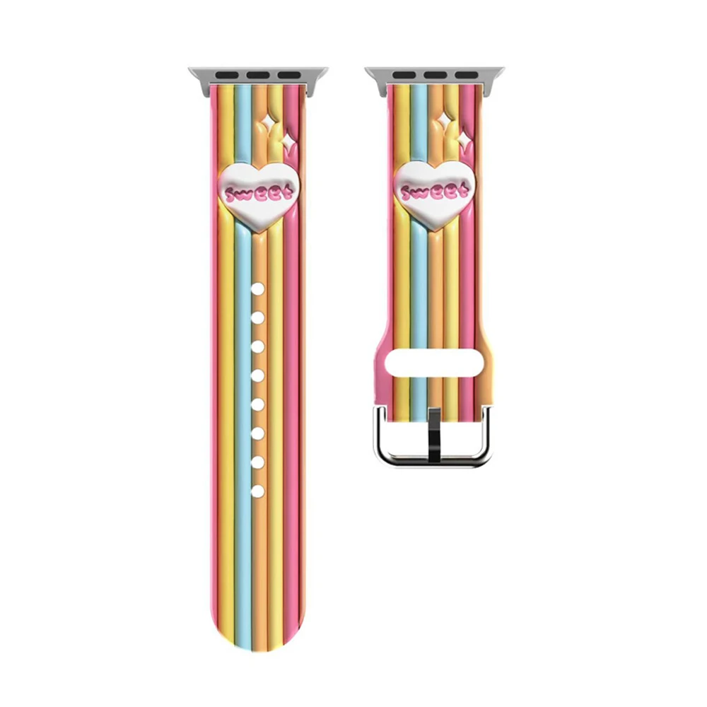 애플 워치 스트랩용 프린트 밴드, 액세서리, 한국 팔찌, iWatch 시리즈 8, 9, 7, 6, SE, 5, 4, 울트라, 44mm, 45mm, 40mm, 42mm, 41mm, 49mm