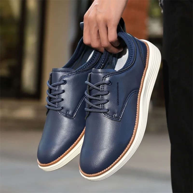 Men's Casual Artificial Leather Dress Oxfords Shoes  Leisure Fashion Sneakers Lightweight Comfortable Walking Shoes 4