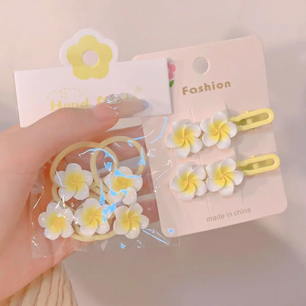 Hair Rope Plumeria Flower Hair Clip Hair Clip Hair Accessories Egg Flower BB Clip Traditional Mini Hair Claw Flower Barrette