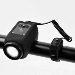 Loud Electric Horn & USB Rechargeable Bike Light - Waterproof Cycling Accessory (Black)