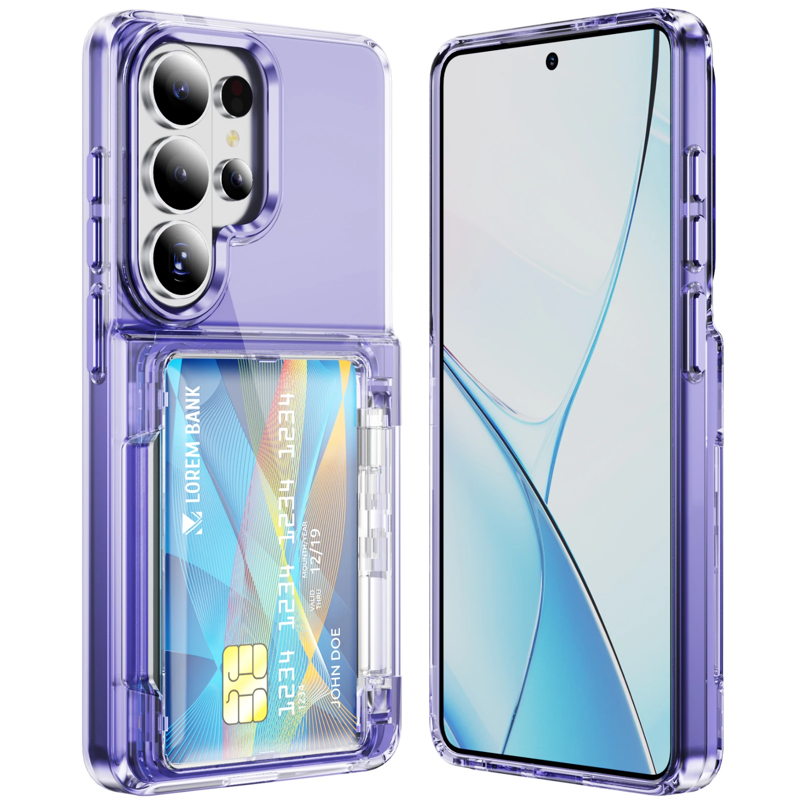 Transparent Folding Card Holder Wallet Stand Shockproof Acrylic Case