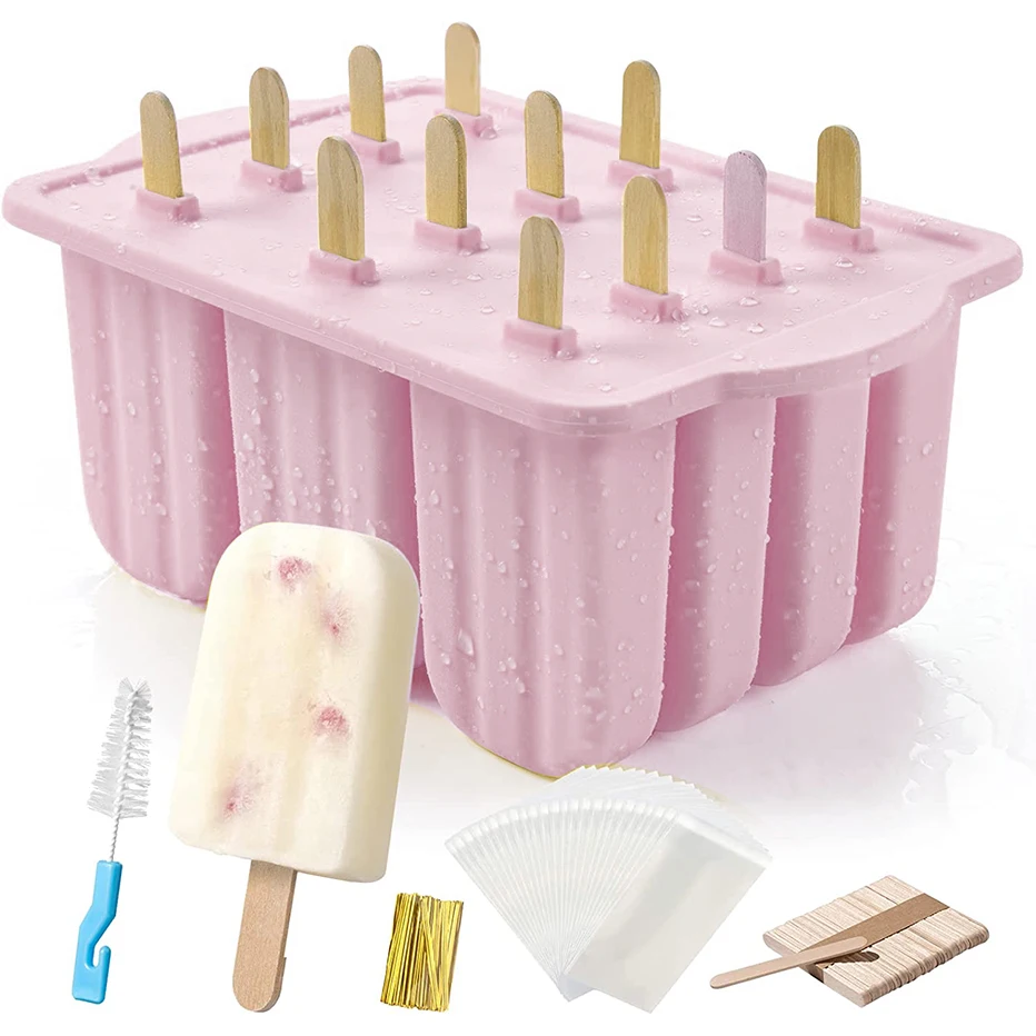 Ice Cream Ice Lolly Frozen Mold Silicone Lolly Pop Maker Mould Tray Home  made