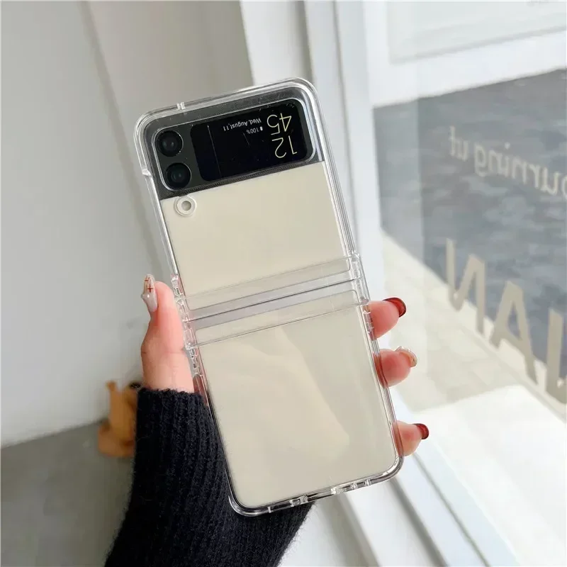 Clear Phone Case for Samsung Galaxy Z Flip 6 5 4 3 5G Hinge Plastic Back Cover