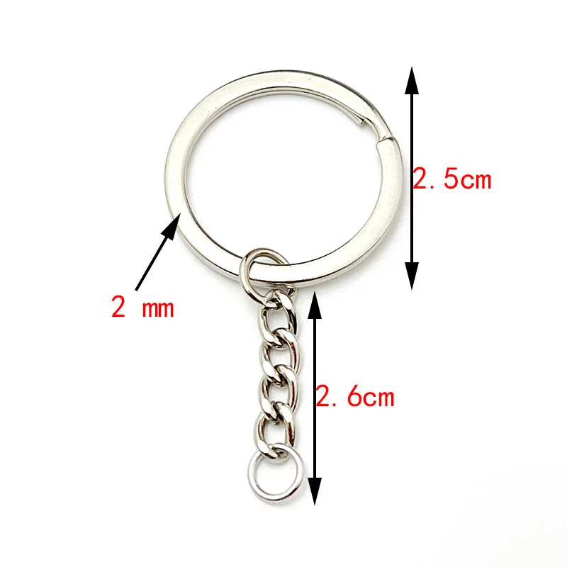Bulk Pack of 30mm Round Flat Wire Metal Key Rings for DIY Crafts & Jewelry Making
