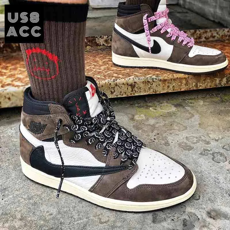 Premium gedruckt Travis Hüfte Grimasse Brief Design 8mm flache Schnürsenkel Schnürsenkel Männer perfekt für Jumpman 1 Airforce 11 af Turnschuhe – Detail 13
