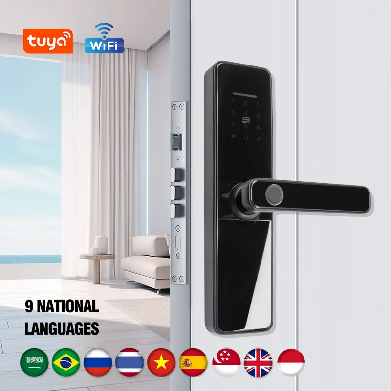 

PHIPULO Tuya Wifi Electronic Smart Door Lock With Biometric Fingerprint Keyless Entry Smart Card Password Key Unlock Smart lock