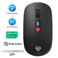 2.4G Bluetooth Wireless Mouse Mute Button Rechargeable 500mA Battery Laptop Office Computer Digital Display Battery Level 4 DPI