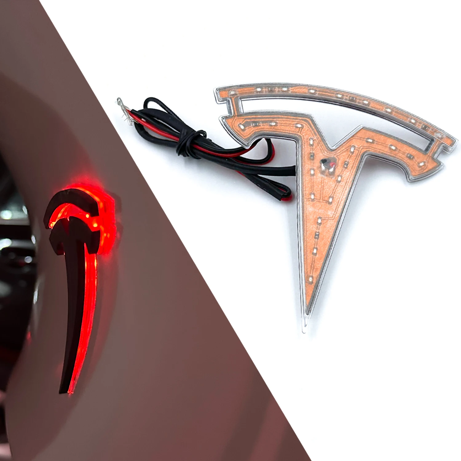 ضوء محيطي بشعار صندوق السيارة LED لطراز Tesla 3/Y/X/S، وضعين للضوء المحيط أو ضوء الفرامل