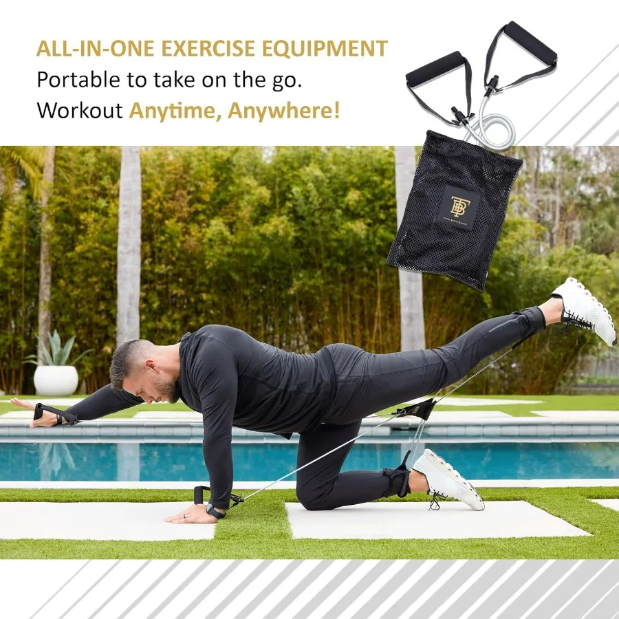 15 lbs All-in-one Fitness Band, Full Body Exercise Band for Home Exercise or Training on-The-go, Multi-Purpose use for Strength,