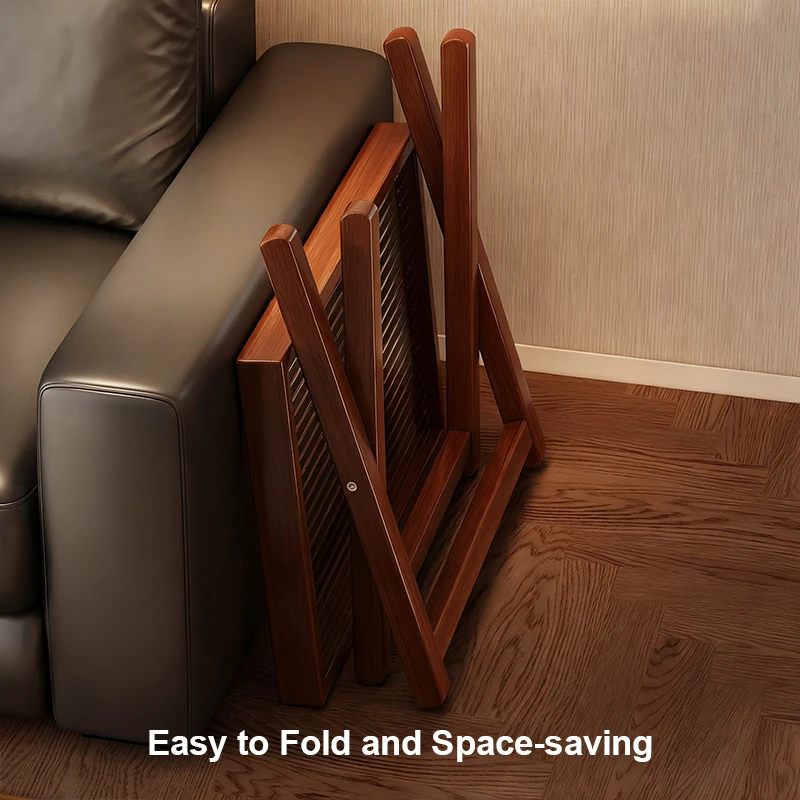 Bamboo Folding Side Table,Durable Tv Tray Bed Table,Small End Table For Living Room, Bedroom, Portable Storage Table