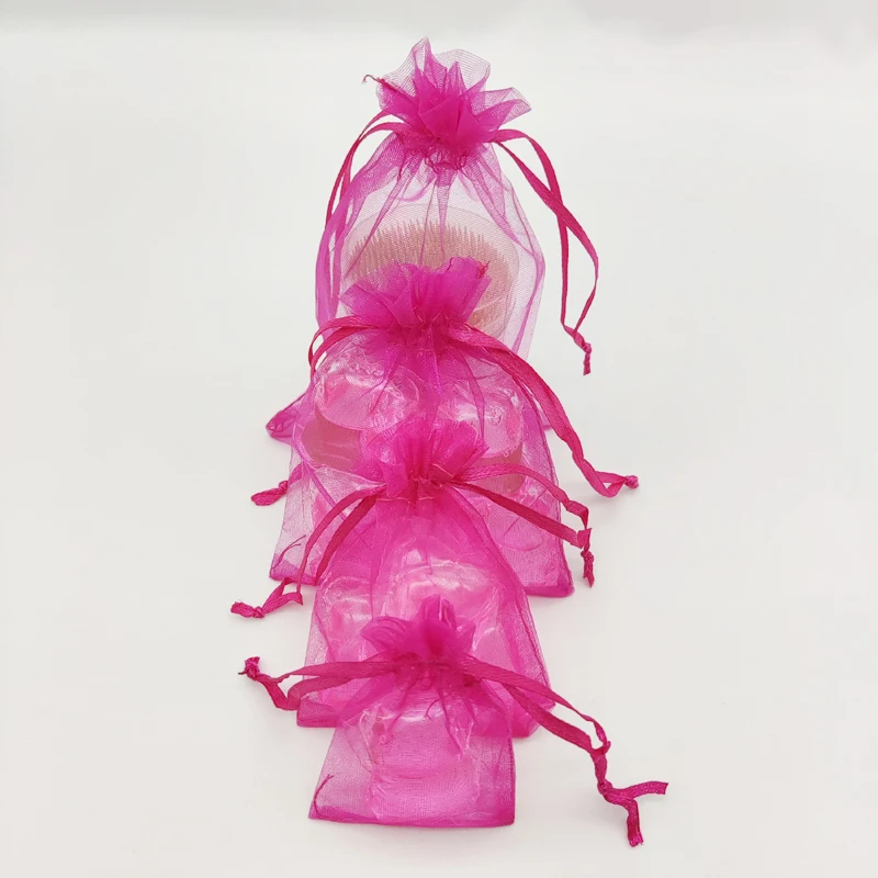 

100pcs Jewelry Sachet Bags Wholesale Rose Red Gift Bag Packing Storage Pouches Wedding Drawstring Bag Jewelry Organza Gift Bags