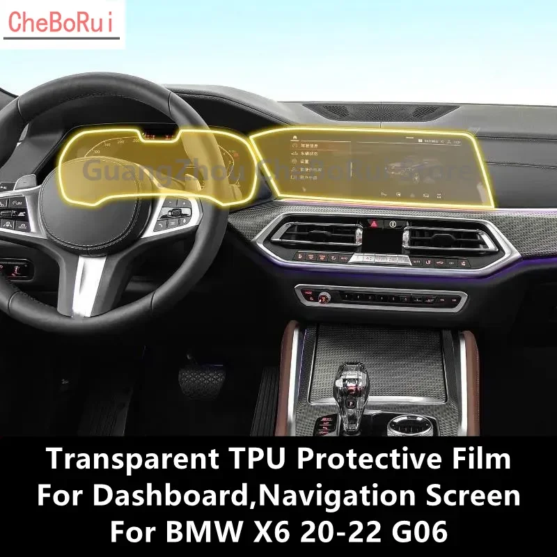 

For BMW X6 20-22 G06 Dashboard,Navigation Screen Transparent TPU Protective Film Anti-scratch Repair Film Accessories Refit