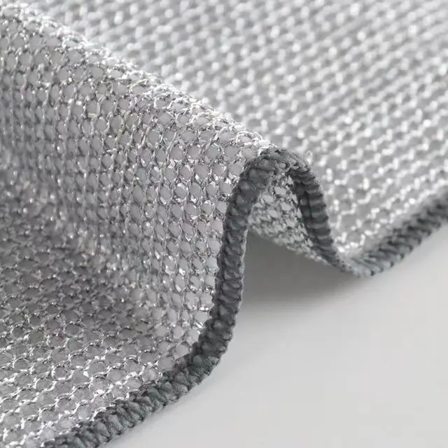 10Pcs Silver Wire Scrubbers Kitchen Steel Wool Magic Dishwashing Cloth Special Oil-Free Metal Wire Cleaning Scrubbing Pot Cloth Steel Wool 3