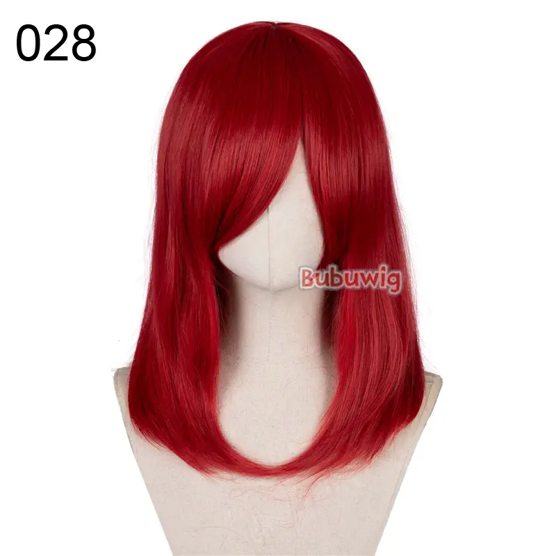 Bubuwig Synthetic Hair Over 100 Colors Fashion Classic 40cm Long Straight Anime Cosplay Wigs Pure Color Black Wig Heat Resistant - Image 2