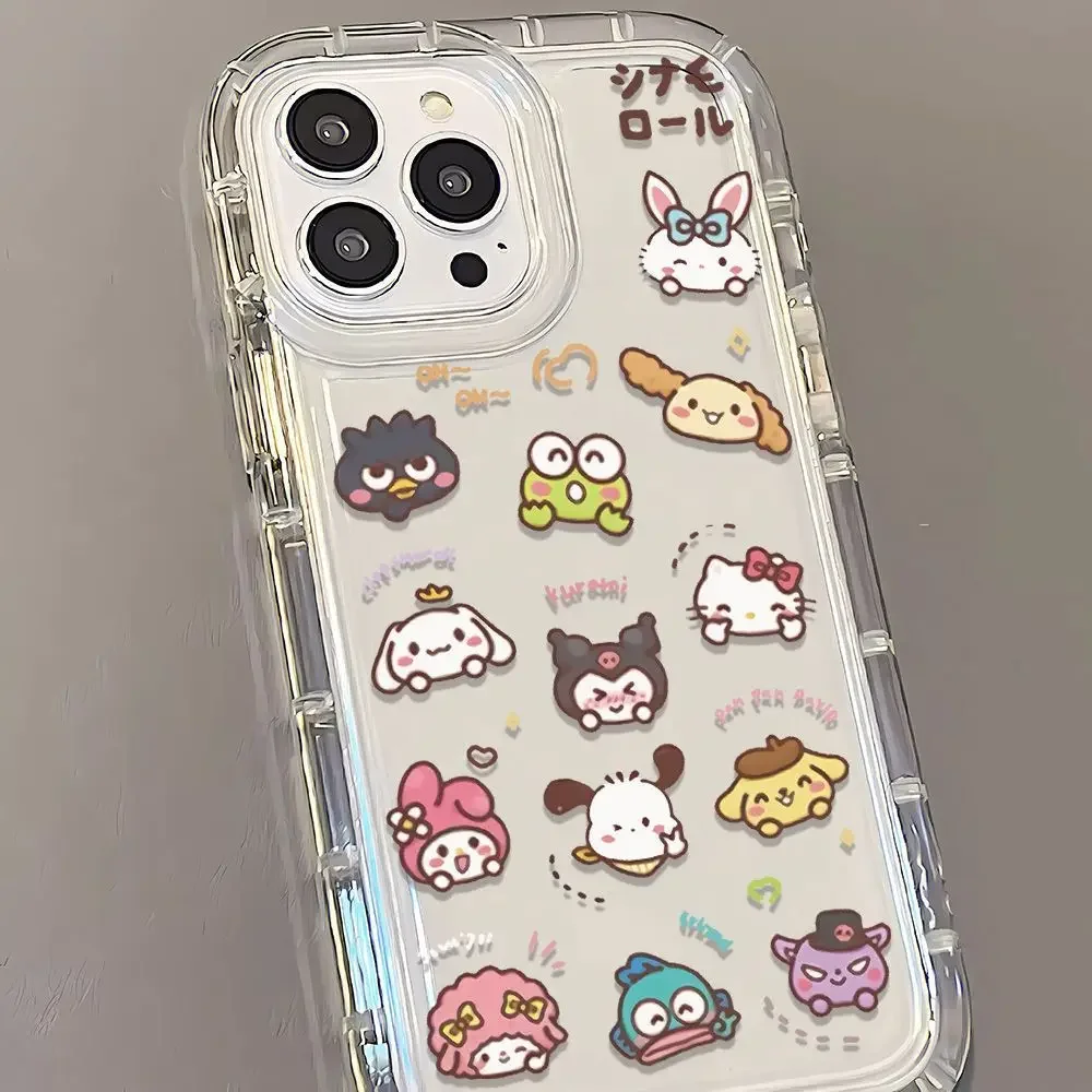 Sanrio Hello Kitty Cinnamoroll Phone Case For iPhone 15 14 13 12 11 Pro Max Mini X XR XS 7 8Plus Soft Silicone Transparent Cover