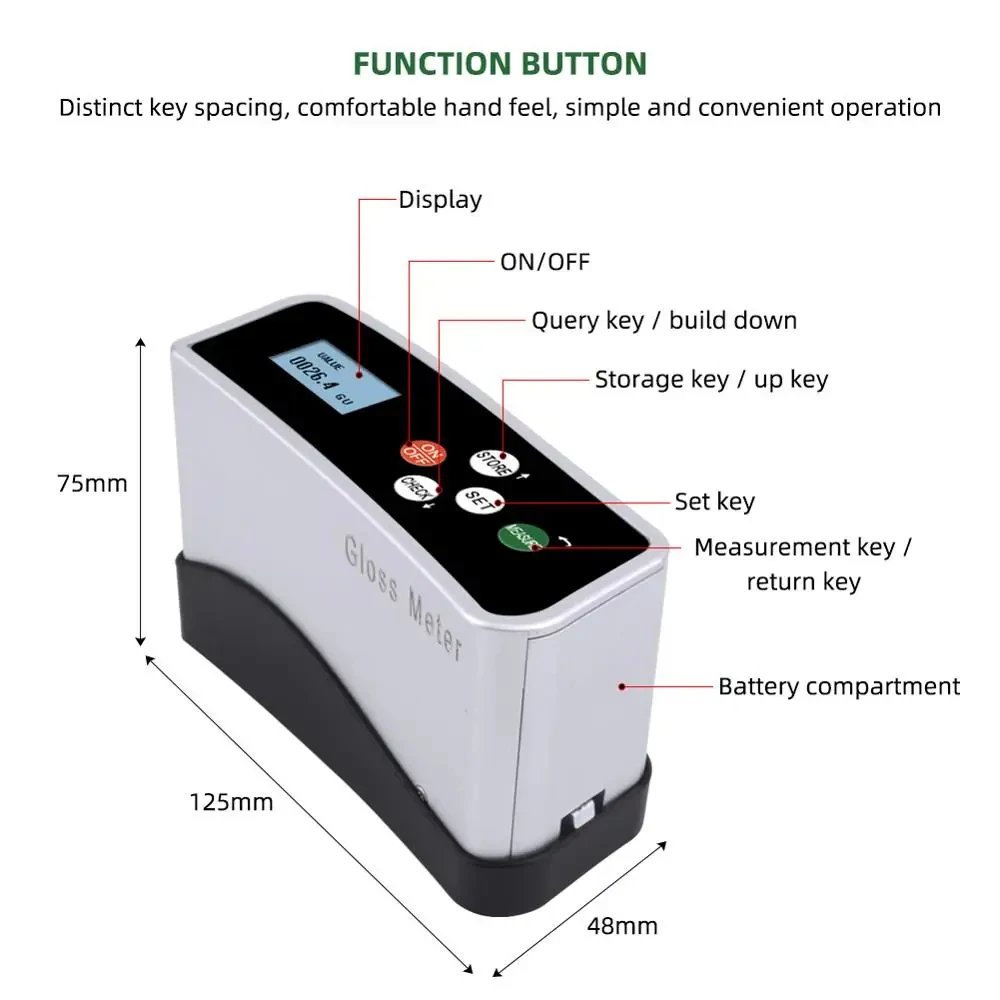 Glossmeters Gloss meter Paint Ink Tiles Stone Surface  Measure Wood Paper Plastic Metal Tester 0-150Gu 0.1Gu 2
