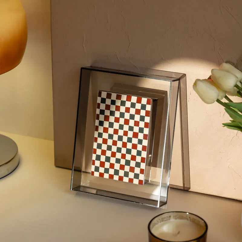 Acrylic Display Holder Photo Frame 5 Inch Transparent Acrylic Photo Frame Box Photocard Interior Display Stand Office Home Desktop Decoration