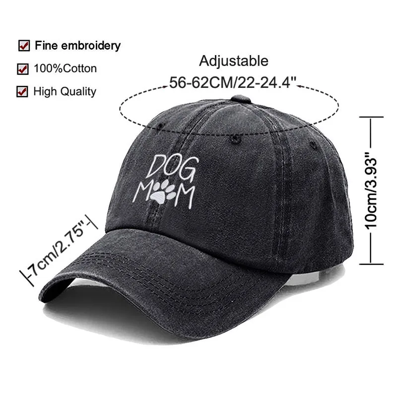 Baseball Cap Vintage Washed Cotton DoG MOM Embroidery Baseball Cap For Men Women Dad Hat golf caps Snapback Cap Dropshipping, baseball cap,baseball caps,baseball hats