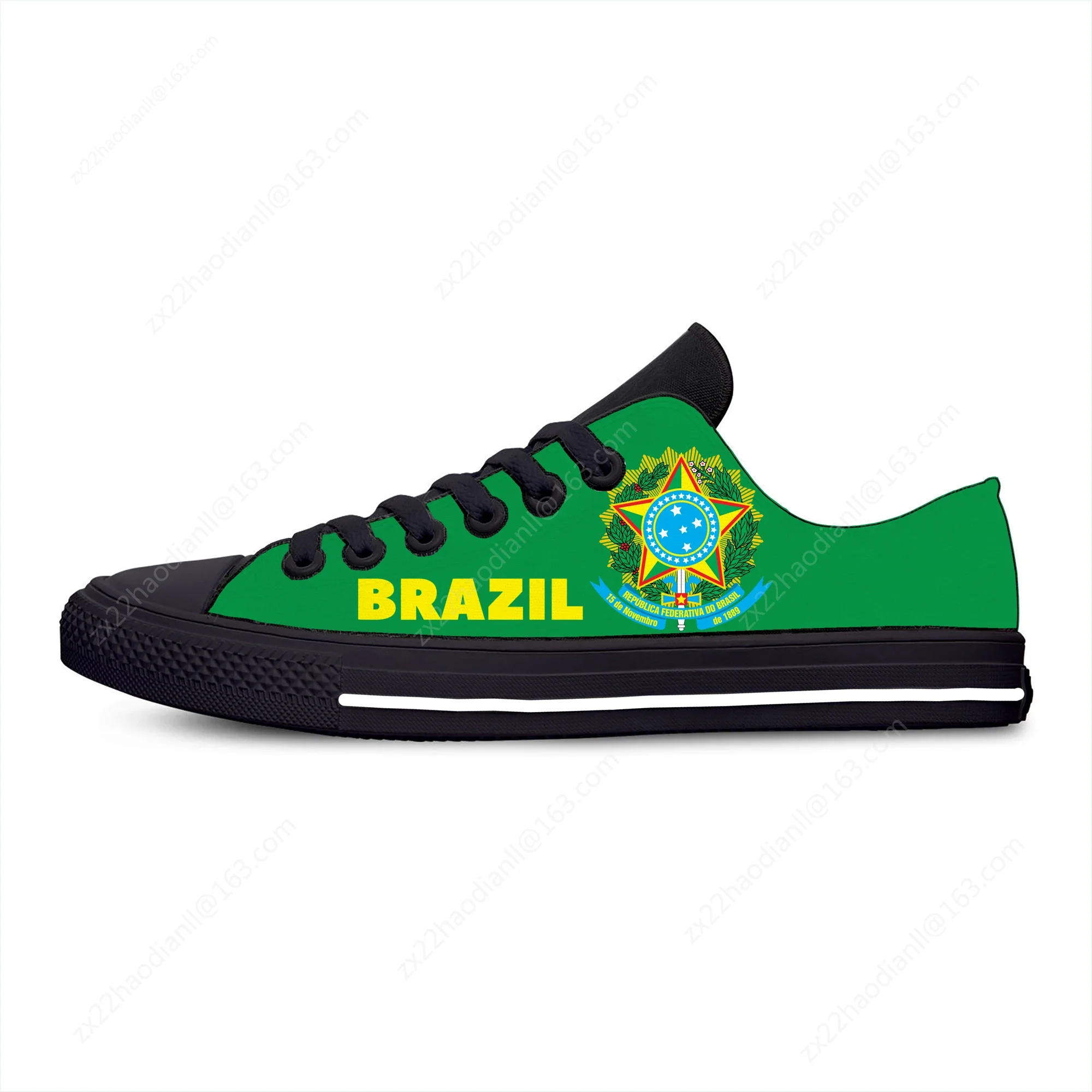 Brazil Flag Low Top Sneakers Mens Womens Teenager Casual Shoes Canvas Running Shoes 3D Printed Breathable Lightweight shoe 2