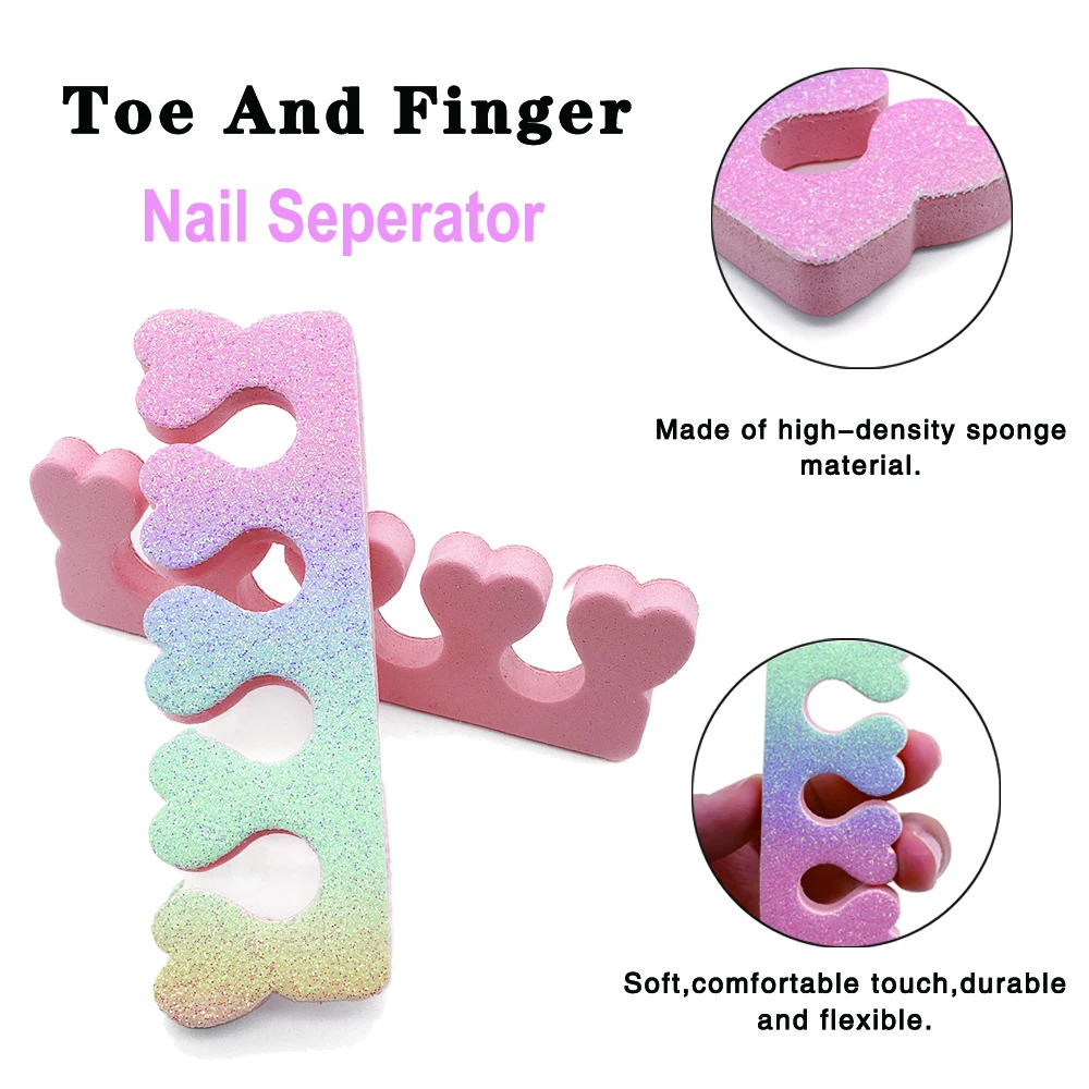 20pcs/set Pink Soft Sponge Finger & Toe Separators Set Nail Art Manicure Pedicure Dividers Flexible Foam Gel Polish Holder Tools