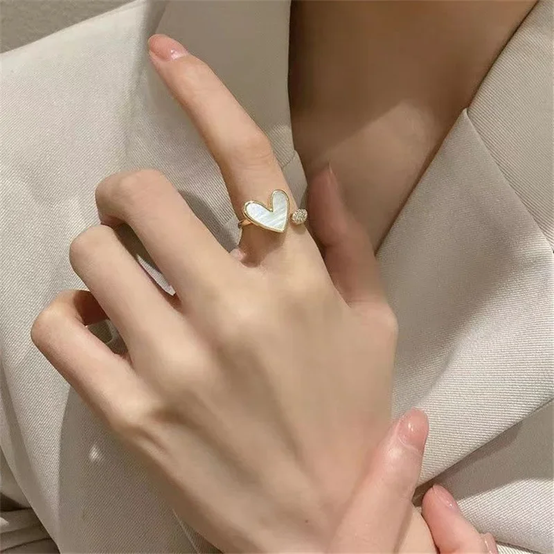 Trendy Heart Ring For Women Minimalist Aesthetic Enamel Open Ring Female Party Charming Ring Jewelry - 3