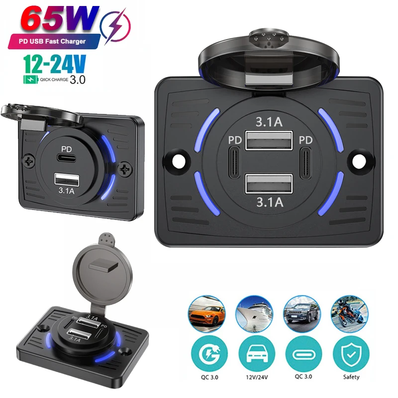 Waterproof Dual USB Fast Charging Car Charger Adapter