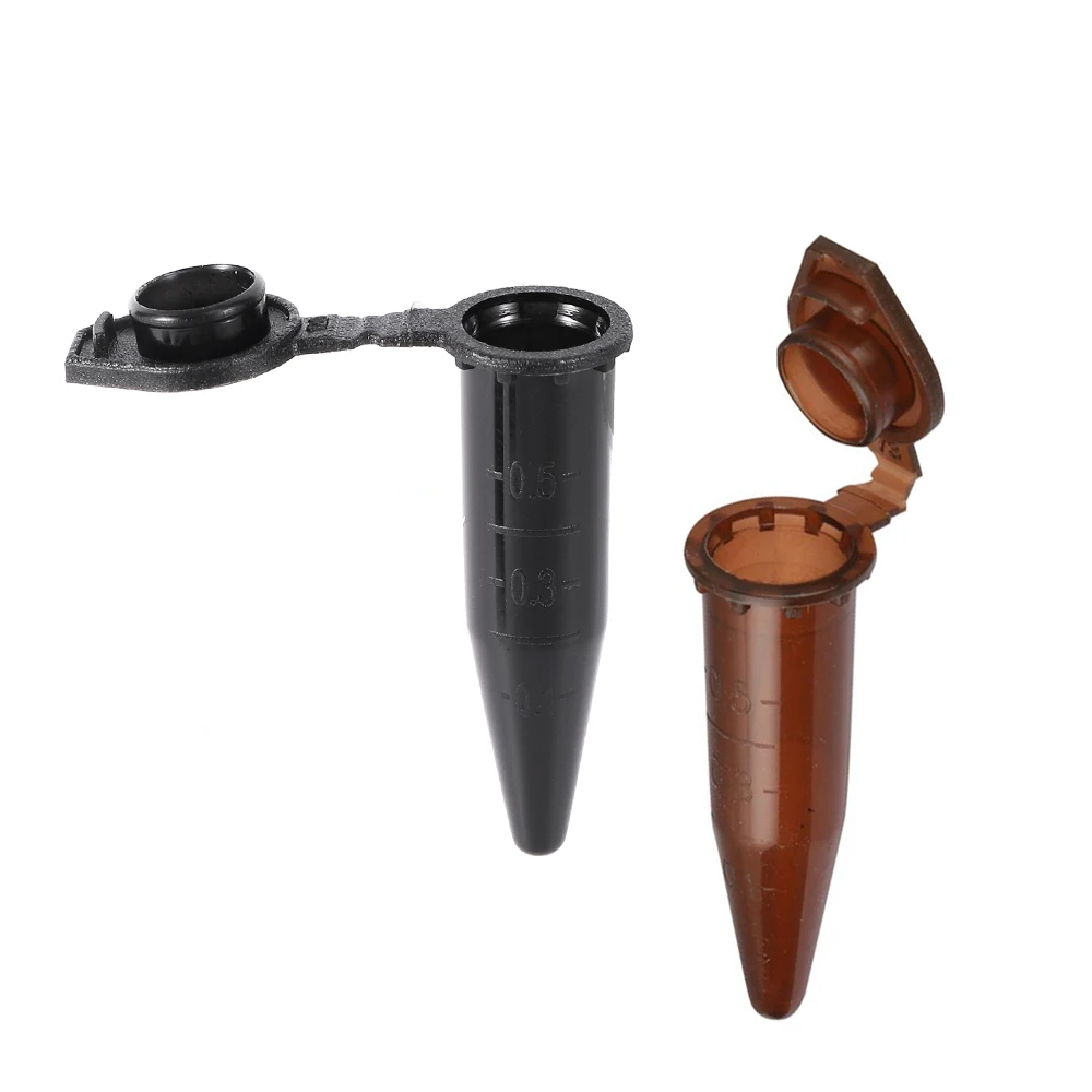 50Pcs Plastic 0.5ml Centrifuge Tube with Scale Brown ColorSnap Cap Cone Bottom Centrifugal Vial Laboratory Analysis Sample Vial plastic test tubes centrifuge tube
