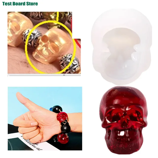 1PCS Silicone DIY Skull Crystal Epoxy Resin Mold Skull Pendant Bracelet Necklace Silicone Mold
