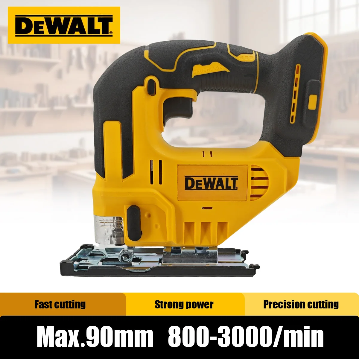 DeWalt 무선 직소기 3500RPM 목공용 전기톱 45도 절단 각도 조절 가능한 깊이 게이지가 있는 정밀 도구