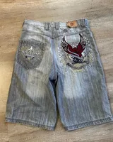 Y2K Skull Beautiful Fashion Embroidered baggy Denim Shorts for men 2024 Summer new Street Fashion Goth vintage Basketball Shorts 1