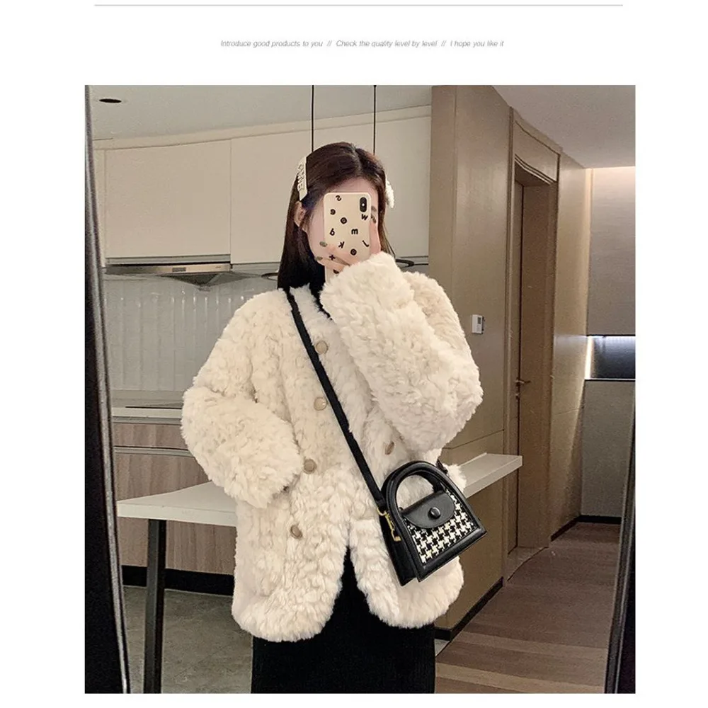 Xiaoxiangfeng Lamb Hair sieviešu īsie 2023. gada ziemas jauni mazi un vaļīgi biezas vilnas kokvilnas mētelis_voghion.com