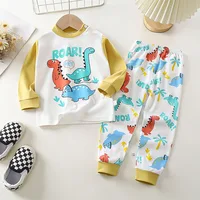 Cotton Children Pajamas Sets Unisex Soft Comfort Warm Cute Cartoon Printed Suitable Boys Girls Perfect for Autumn Winter Warmth 2