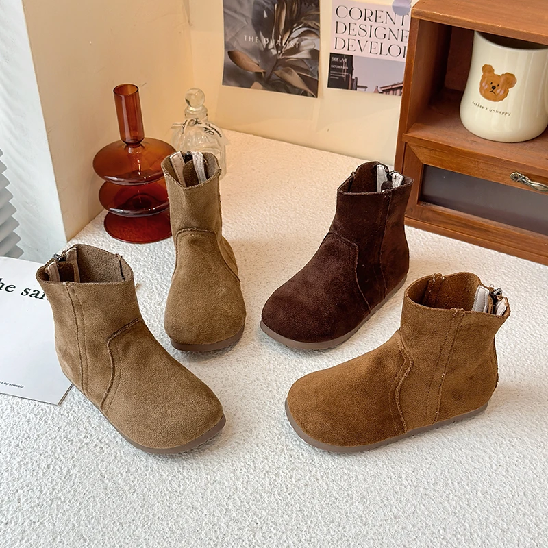 Leather Kids Ankle Boots Girls Fashion Casual Outdoor