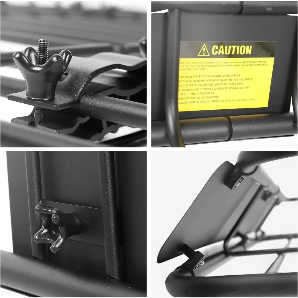 Adjustable Roof Rack with 15 Cubic Feet Cargo Basket and Carrier Bag for Vehicle Luggage Storage