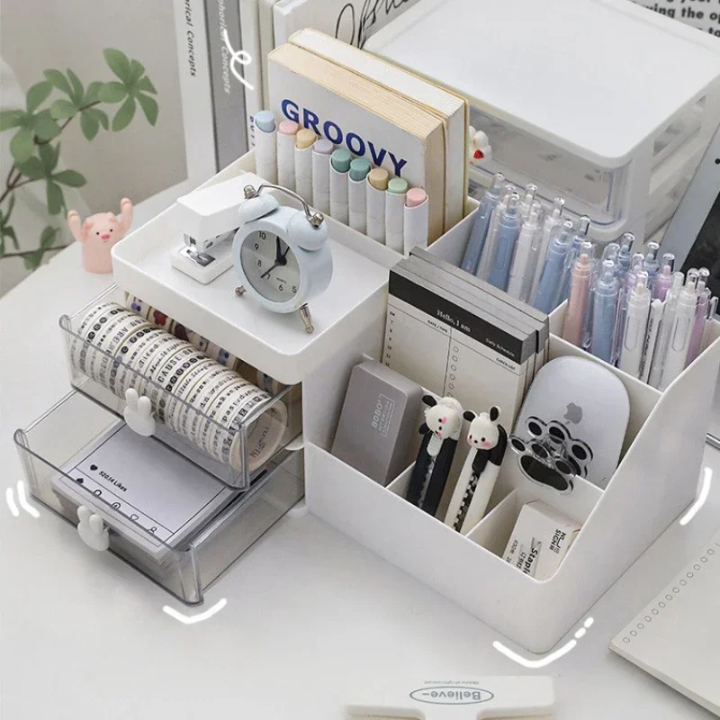 Multifunctional Desktop Organizer with Drawer and Pen Holder