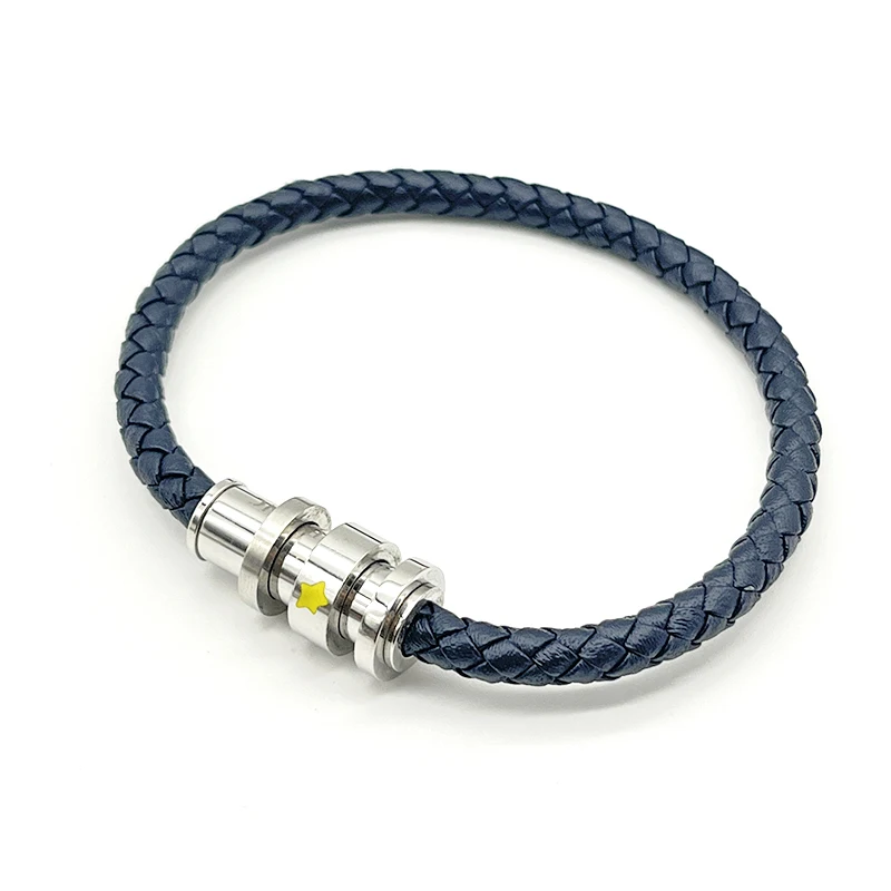 Luxury Bracelet Yellow Star Metal Ring PU Leather Red Blue