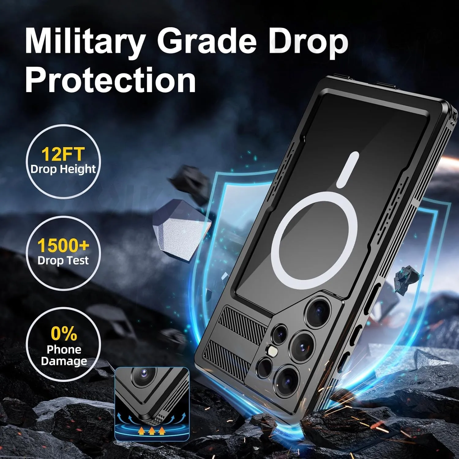 Waterproof 360° Underwater IP68 Certified Shockproof Case with MagSafe Compatibility