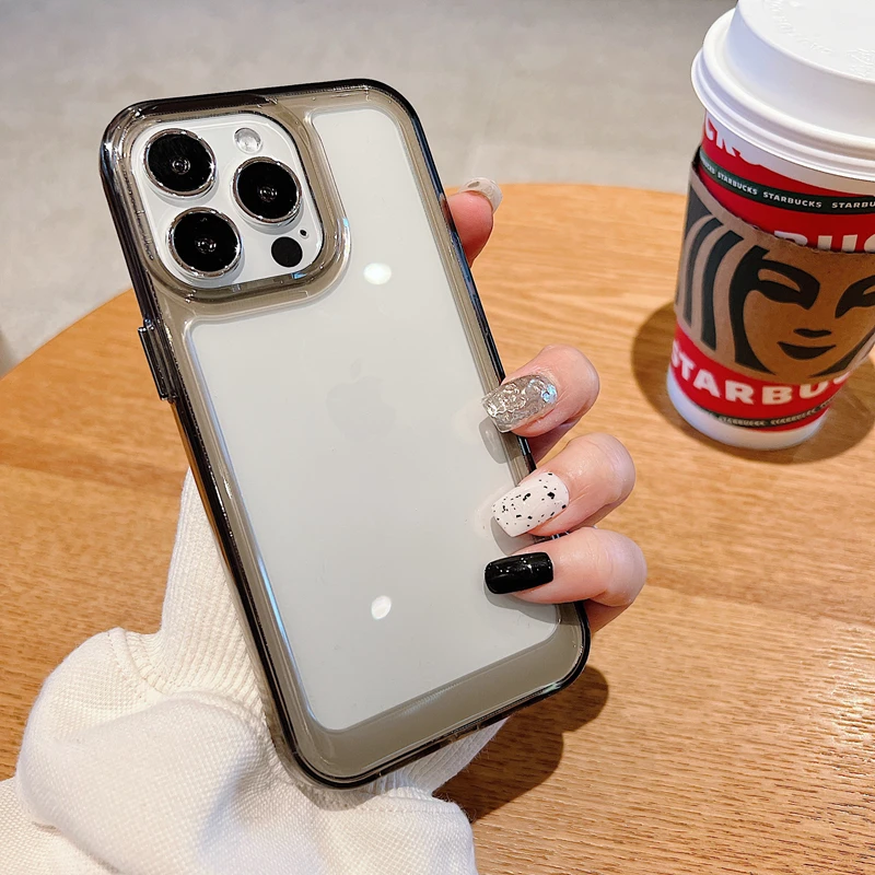 thumbnail image 1 of Luxury Transparent Shockproof Phone Case For iPhone 11 12 13 14 15 Pro X XR XS Max 7 8 Plus Soft Clear Bumper Hard Acrylic Cover, 1 of 5