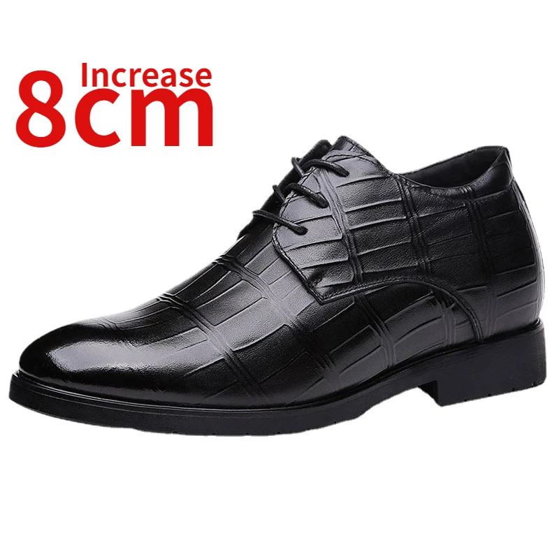 

Invisible Elevator 8cm Height Increasing Shoes for Men Height Increased Shoes Business Genuine Leather Formal Wedding Derby Shoe