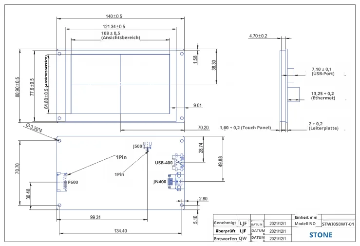 STONE I 3,5 bis 10,4 Zoll Smart HMI TFT LCD mit Resistivem Touchscreen für RS422-Verbindung mit Esp32 S3 C3 C6 Cam – Detail 8