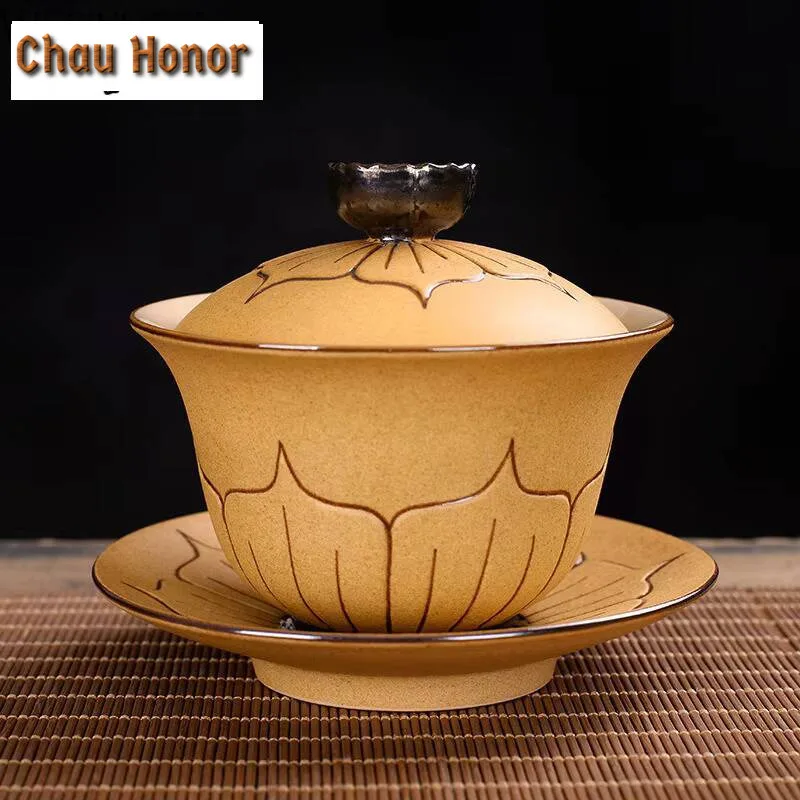 170ml Chinese Style Hand Made Cover Bowl Tea Set Ceramics Tea Tureen Tea Cup Gaiwan Tea Pot Travel Teaset Home Office Tea Bowl