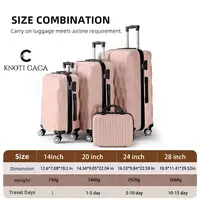 Ensemble de bagages 2 pièces, valise cosmétique 14 pouces + valise cabine 20 pouces, bagages rigides en ABS avec motif feuille en relief et serrure à combinaison 6