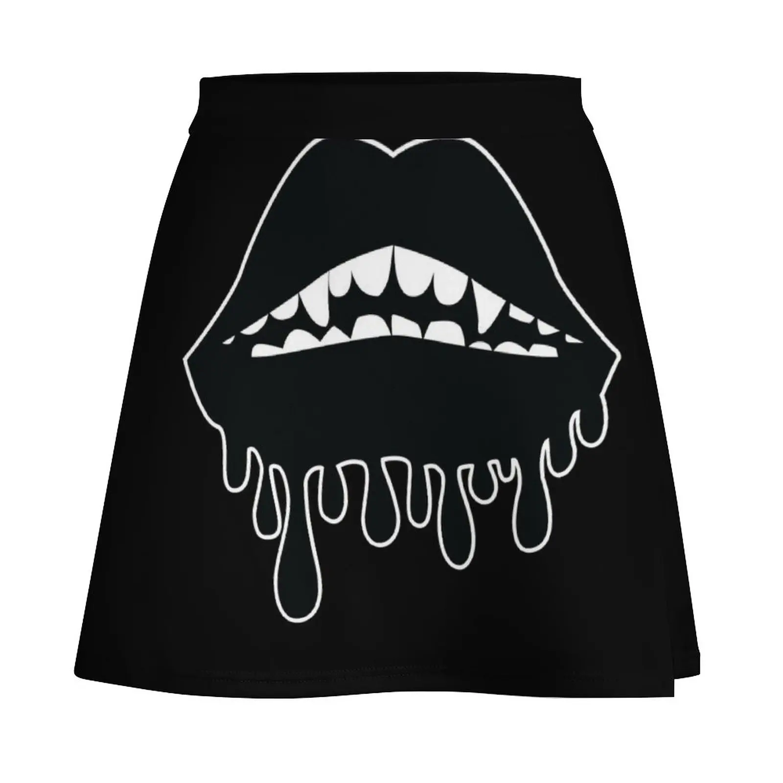 Melty Goth Lips Mini Skirt fairy grunge summer clothes night club women girls skirt
