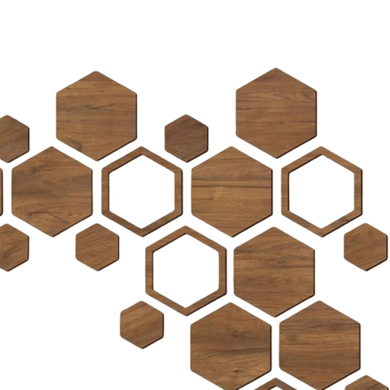Hexagonal Shaped Wooden Wall Stickers Home Decoration 3D DIY Decals Murals Wallpaper for Bedroom, Living Room, Office, Door - 2