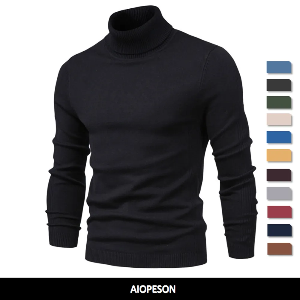 2021-New-Winter-Men-Turtleneck-Sweater-Casual-Solid-Color-Warm-Pullover ...